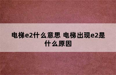 电梯e2什么意思 电梯出现e2是什么原因